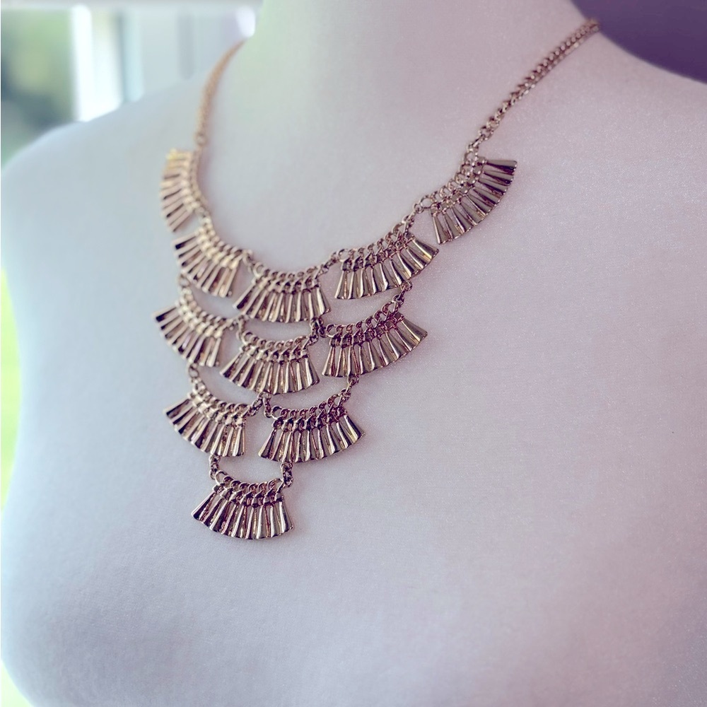 Tiered Gold Statement Necklace